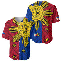 Philippines Sun Batok Tattoo Baseball Jersey Polynesian and Yakan Pattern - Wonder Print Shop