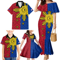 Philippines Sun Batok Tattoo Family Matching Mermaid Dress and Hawaiian Shirt Polynesian and Yakan Pattern - Wonder Print Shop