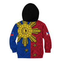 Philippines Sun Batok Tattoo Kid Hoodie Polynesian and Yakan Pattern - Wonder Print Shop