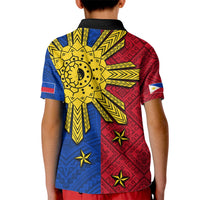 Philippines Sun Batok Tattoo Kid Polo Shirt Polynesian and Yakan Pattern - Wonder Print Shop