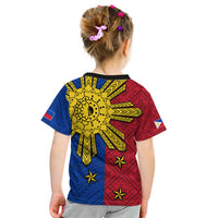 Philippines Sun Batok Tattoo Kid T Shirt Polynesian and Yakan Pattern - Wonder Print Shop