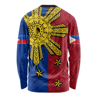 Philippines Sun Batok Tattoo Long Sleeve Shirt Polynesian and Yakan Pattern - Wonder Print Shop