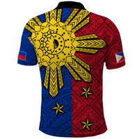Philippines Sun Batok Tattoo Polo Shirt Polynesian and Yakan Pattern - Wonder Print Shop