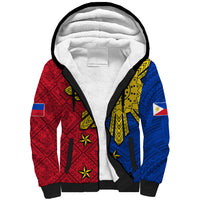 Philippines Sun Batok Tattoo Sherpa Hoodie Polynesian and Yakan Pattern - Wonder Print Shop