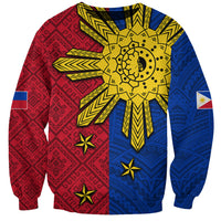 Philippines Sun Batok Tattoo Sweatshirt Polynesian and Yakan Pattern - Wonder Print Shop
