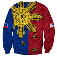 Philippines Sun Batok Tattoo Sweatshirt Polynesian and Yakan Pattern - Wonder Print Shop