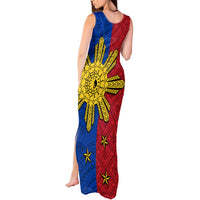 Philippines Sun Batok Tattoo Tank Maxi Dress Polynesian and Yakan Pattern - Wonder Print Shop
