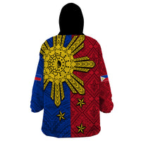 Philippines Sun Batok Tattoo Wearable Blanket Hoodie Polynesian and Yakan Pattern - Wonder Print Shop