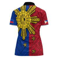 Philippines Sun Batok Tattoo Women Polo Shirt Polynesian and Yakan Pattern - Wonder Print Shop
