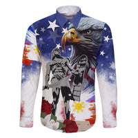 Philippines and American Together Family Matching Off Shoulder Short Dress and Hawaiian Shirt Filipino Lapulapu and Bald Eagle - Wonder Print Shop