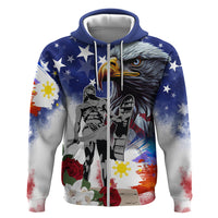 Philippines and American Together Zip Hoodie Filipino Lapulapu and Bald Eagle - Wonder Print Shop