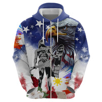 Philippines and American Together Zip Hoodie Filipino Lapulapu and Bald Eagle - Wonder Print Shop