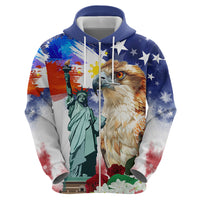 Philippines and American Together Zip Hoodie Filipino Eagle and Statue of Liberty - Wonder Print Shop