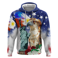 Philippines and American Together Zip Hoodie Filipino Eagle and Statue of Liberty - Wonder Print Shop