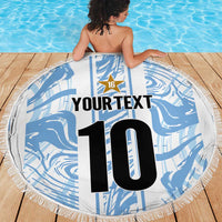 Custom Argentina Champion Football 2024 Beach Blanket La Albiceleste Campeon de America - Wonder Print Shop