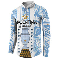Custom Argentina Champion Football 2024 Button Sweatshirt La Albiceleste Campeon de America - Wonder Print Shop