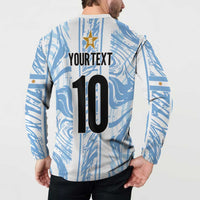 Custom Argentina Champion Football 2024 Button Sweatshirt La Albiceleste Campeon de America - Wonder Print Shop