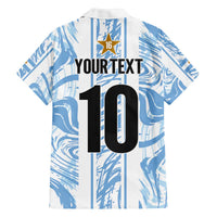 Custom Argentina Champion Football 2024 Family Matching Off The Shoulder Long Sleeve Dress and Hawaiian Shirt La Albiceleste Campeon de America - Wonder Print Shop