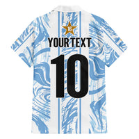 Custom Argentina Champion Football 2024 Family Matching Short Sleeve Bodycon Dress and Hawaiian Shirt La Albiceleste Campeon de America - Wonder Print Shop