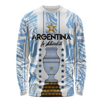 Custom Argentina Champion Football 2024 Long Sleeve Shirt La Albiceleste Campeon de America - Wonder Print Shop
