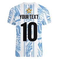 Custom Argentina Champion Football 2024 Women V-Neck T-Shirt La Albiceleste Campeon de America - Wonder Print Shop