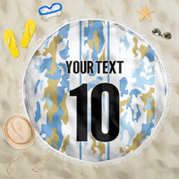 Custom Argentina Football Beach Blanket Vamos La Albiceleste Camouflage Style - Wonder Print Shop