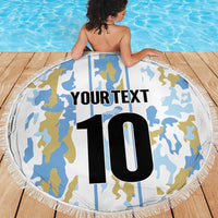 Custom Argentina Football Beach Blanket Vamos La Albiceleste Camouflage Style - Wonder Print Shop