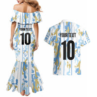 Custom Argentina Football Couples Matching Mermaid Dress and Hawaiian Shirt Vamos La Albiceleste Camouflage Style - Wonder Print Shop