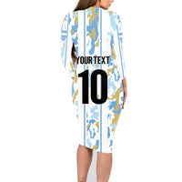 Custom Argentina Football Family Matching Long Sleeve Bodycon Dress and Hawaiian Shirt Vamos La Albiceleste Camouflage Style - Wonder Print Shop