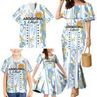 Custom Argentina Football Family Matching Mermaid Dress and Hawaiian Shirt Vamos La Albiceleste Camouflage Style - Wonder Print Shop