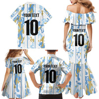 Custom Argentina Football Family Matching Mermaid Dress and Hawaiian Shirt Vamos La Albiceleste Camouflage Style - Wonder Print Shop