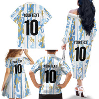 Custom Argentina Football Family Matching Off The Shoulder Long Sleeve Dress and Hawaiian Shirt Vamos La Albiceleste Camouflage Style - Wonder Print Shop