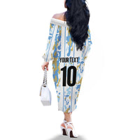Custom Argentina Football Family Matching Off The Shoulder Long Sleeve Dress and Hawaiian Shirt Vamos La Albiceleste Camouflage Style - Wonder Print Shop