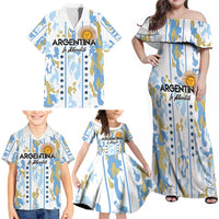 Custom Argentina Football Family Matching Off Shoulder Maxi Dress and Hawaiian Shirt Vamos La Albiceleste Camouflage Style - Wonder Print Shop