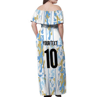 Custom Argentina Football Family Matching Off Shoulder Maxi Dress and Hawaiian Shirt Vamos La Albiceleste Camouflage Style - Wonder Print Shop