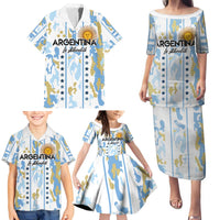 Custom Argentina Football Family Matching Puletasi and Hawaiian Shirt Vamos La Albiceleste Camouflage Style - Wonder Print Shop