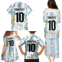 Custom Argentina Football Family Matching Puletasi and Hawaiian Shirt Vamos La Albiceleste Camouflage Style - Wonder Print Shop
