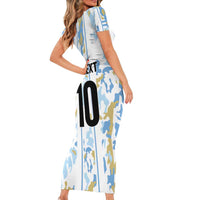 Custom Argentina Football Family Matching Short Sleeve Bodycon Dress and Hawaiian Shirt Vamos La Albiceleste Camouflage Style - Wonder Print Shop