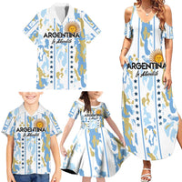 Custom Argentina Football Family Matching Summer Maxi Dress and Hawaiian Shirt Vamos La Albiceleste Camouflage Style - Wonder Print Shop