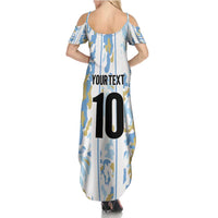 Custom Argentina Football Family Matching Summer Maxi Dress and Hawaiian Shirt Vamos La Albiceleste Camouflage Style - Wonder Print Shop