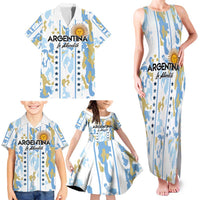 Custom Argentina Football Family Matching Tank Maxi Dress and Hawaiian Shirt Vamos La Albiceleste Camouflage Style - Wonder Print Shop