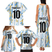 Custom Argentina Football Family Matching Tank Maxi Dress and Hawaiian Shirt Vamos La Albiceleste Camouflage Style - Wonder Print Shop