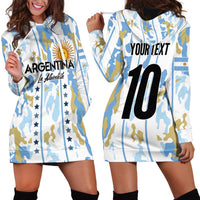Custom Argentina Football Hoodie Dress Vamos La Albiceleste Camouflage Style - Wonder Print Shop
