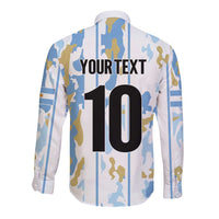 Custom Argentina Football Long Sleeve Button Shirt Vamos La Albiceleste Camouflage Style - Wonder Print Shop