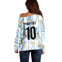 Custom Argentina Football Off Shoulder Sweater Vamos La Albiceleste Camouflage Style - Wonder Print Shop
