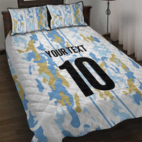 Custom Argentina Football Quilt Bed Set Vamos La Albiceleste Camouflage Style - Wonder Print Shop