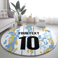 Custom Argentina Football Round Carpet Vamos La Albiceleste Camouflage Style