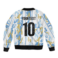 Custom Argentina Football Sleeve Zip Bomber Jacket Vamos La Albiceleste Camouflage Style - Wonder Print Shop