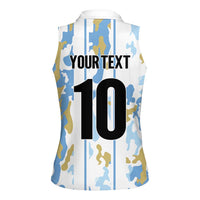 Custom Argentina Football Women Sleeveless Polo Shirt Vamos La Albiceleste Camouflage Style - Wonder Print Shop