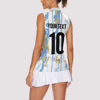 Custom Argentina Football Women Sleeveless Polo Shirt Vamos La Albiceleste Camouflage Style - Wonder Print Shop